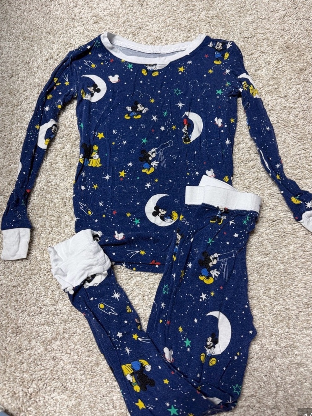 Little Sleepies Navy Mickey Mouse Moon & Stars Pajama Set